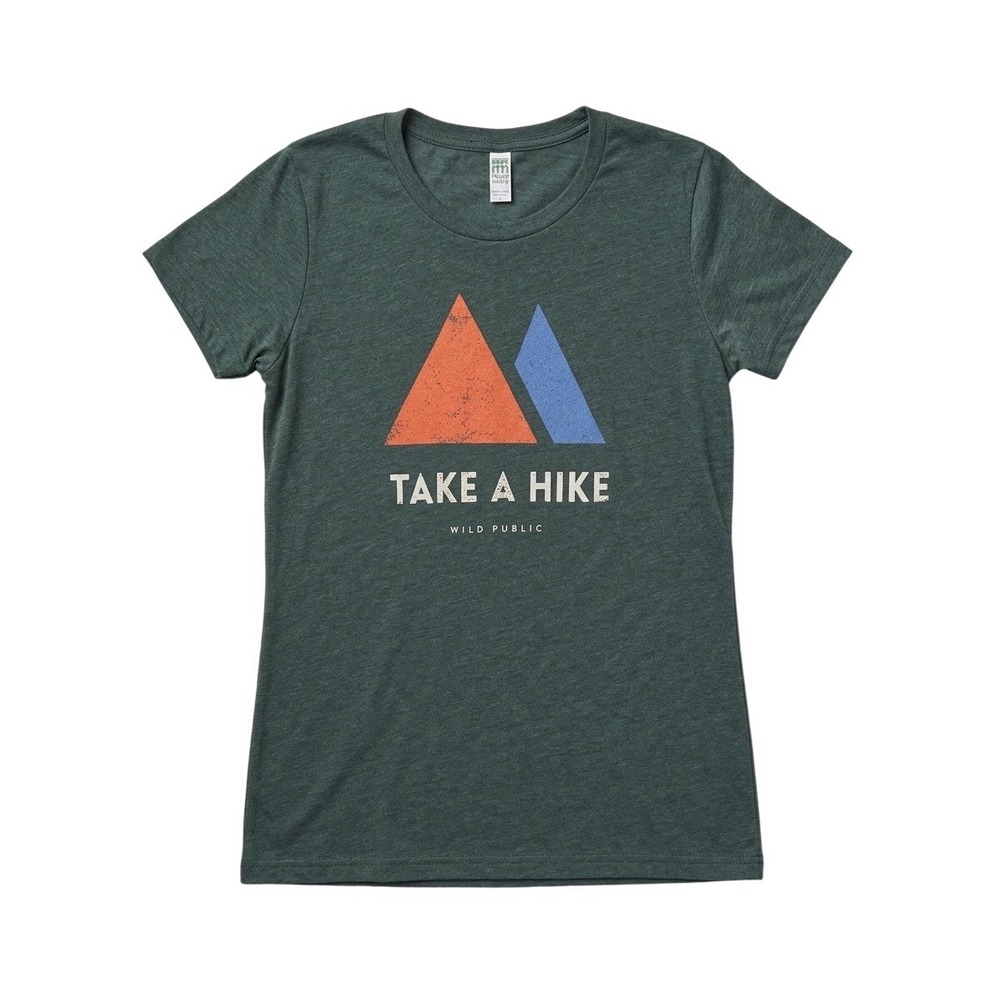 Wild Public Take A Hike Womens Graphic Tee Green Organic Cotton Royal Apparel M